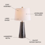 Wells 26" Hammered Metal LED Table Lamp - JONATHAN Y