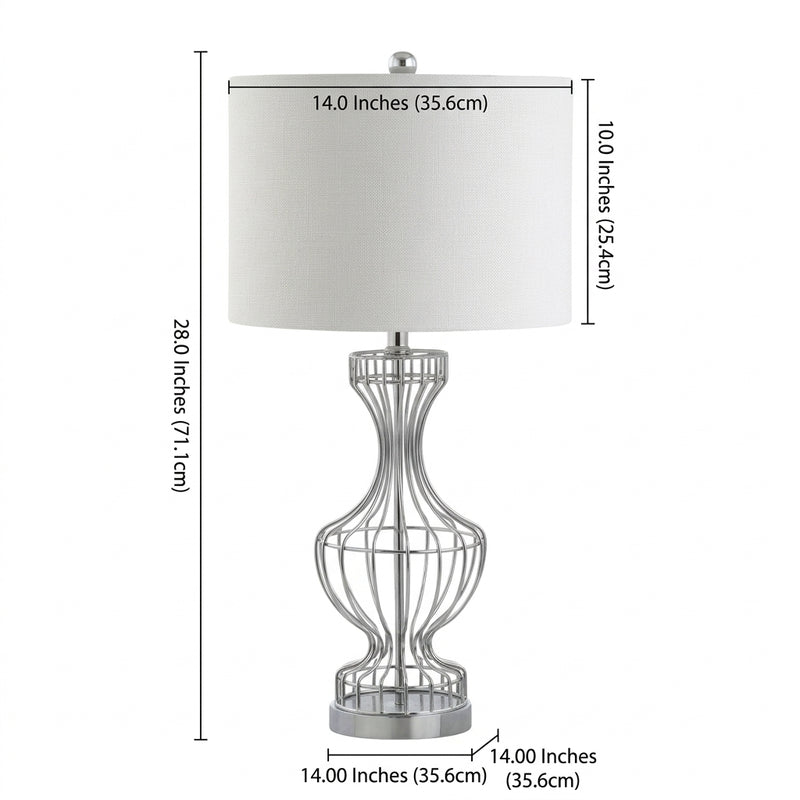 Honore 28" Metal Wire Frame LED Table Lamp Chrome – DIM