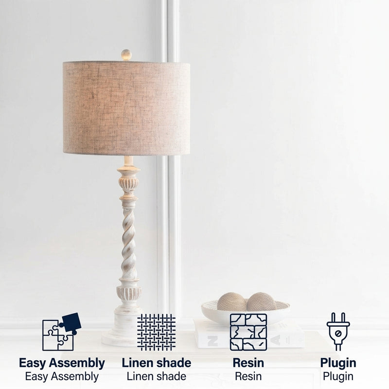 Regent 33" Rustic Resin LED Table Lamp White Wash – ICONS