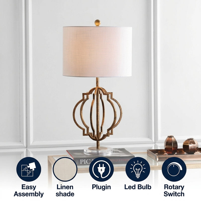 Celia 27.5" Metal LED Table Lamp Antique Gold – ICONS
