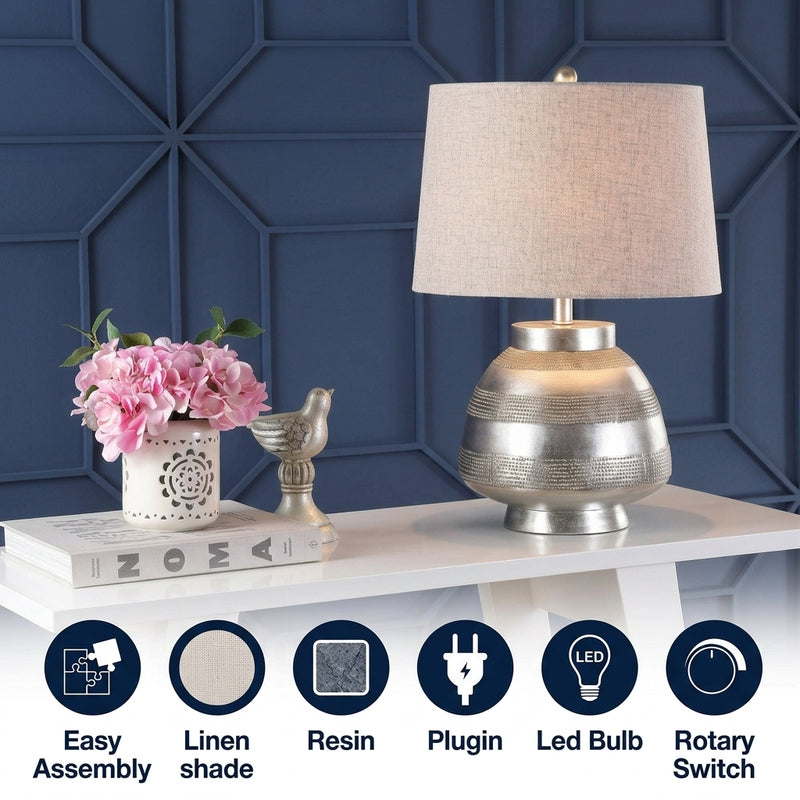 Ziggy 24" Resin LED Table Lamp Antique Silver – ICONS