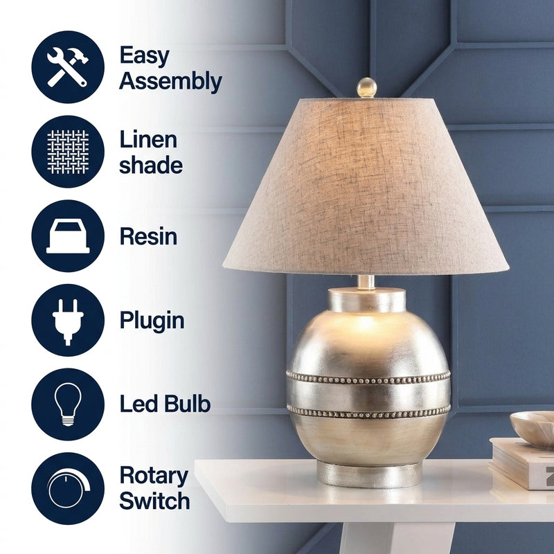 Zelda 24.5" Resin LED Table Lamp Antique Silver – ICONS