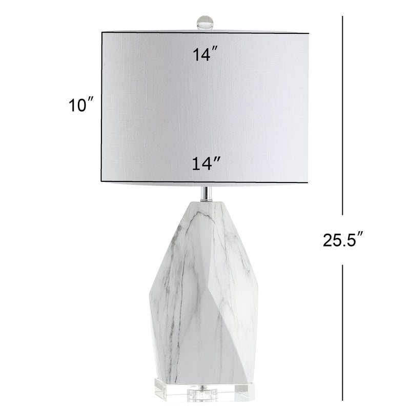 Oslo 25.5" Ceramic Marble/Crystal LED Table Lamp - JONATHAN Y