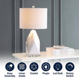 Oslo 25.5" Ceramic Marble/Crystal LED Table Lamp White – ICONS