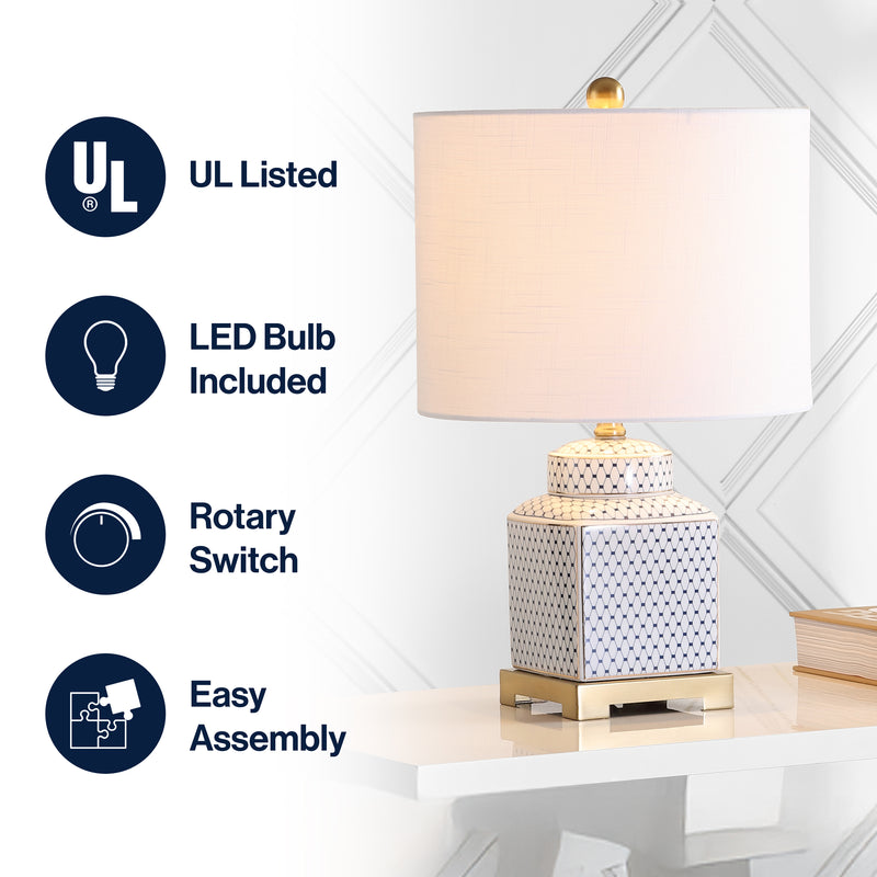 Cleo 21.5" Ceramic/Metal Ginger Jar LED Table Lamp