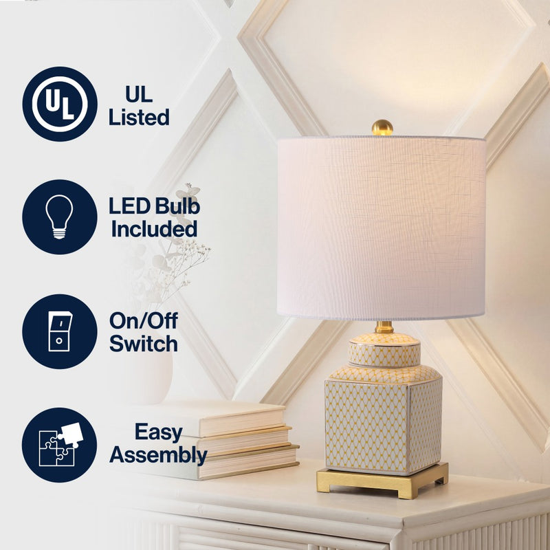 Cleo 21.5" Ceramic/Metal Ginger Jar LED Table Lamp