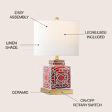 Catherine 22" Ceramic/Metal Ginger Jar LED Table Lamp - JONATHAN Y
