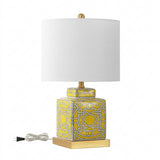 Catherine 22" Ceramic/Metal Ginger Jar LED Table Lamp Yellow/White – OFF