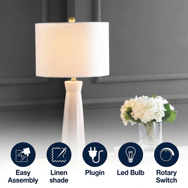 Hartley 29" Ceramic Column LED Table Lamp Cream – ICONS