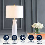 Hartley 29" Ceramic Column LED Table Lamp White – ICONS