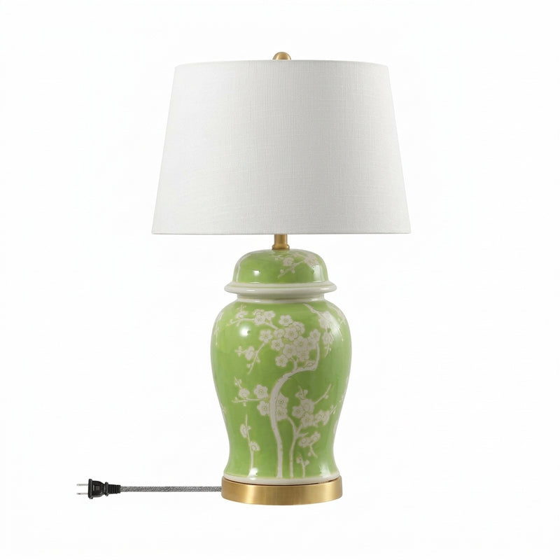 Gracie 29.5" Ginger Jar Ceramic/Metal LED Table Lamp Green/White – OFF