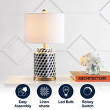 Ellie 24.5" Tumbling Block Ceramic/Metal LED Table Lamp Black/White – ICONS
