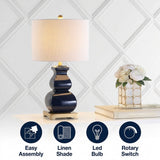 Vienna 25.5" Ceramic LED Table Lamp Navy/Brass Gold – ICONS