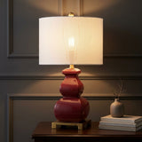 Vienna 25.5" Ceramic LED Table Lamp Burgundy/Brass Gold – AI-ON