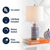 Diana 23.5" Ginger Jar Ceramic/Metal LED Table Lamp Blue/White/Brass Gold – ICONS