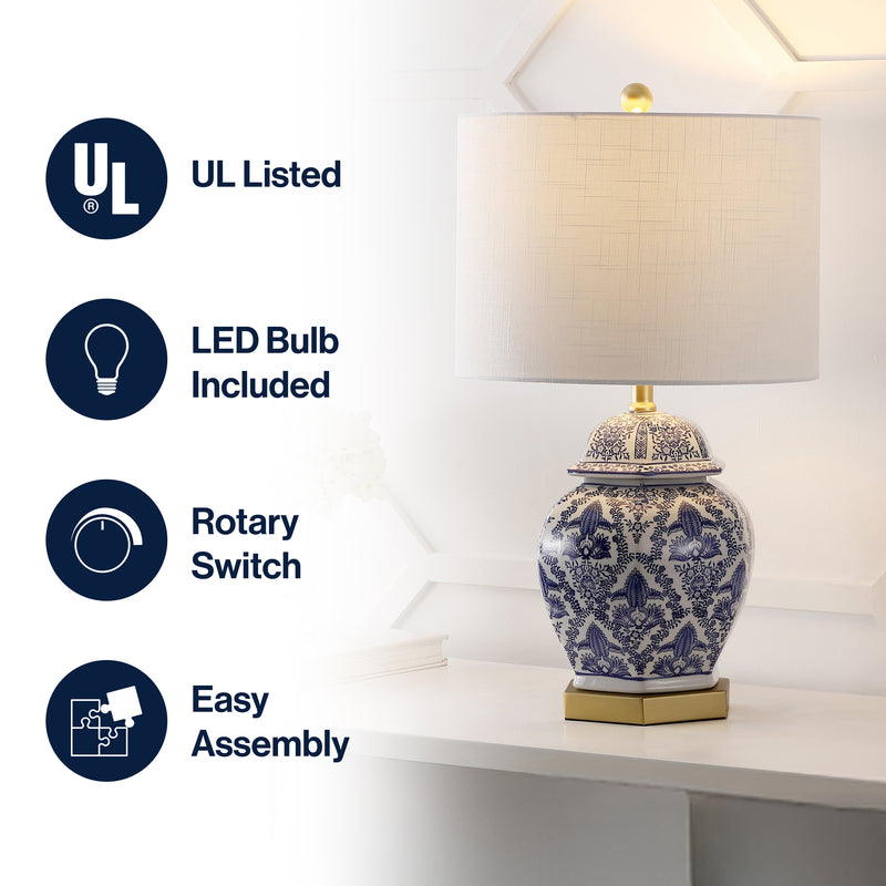 Gretchen 25" Ginger Jar Ceramic/Metal LED Table Lamp