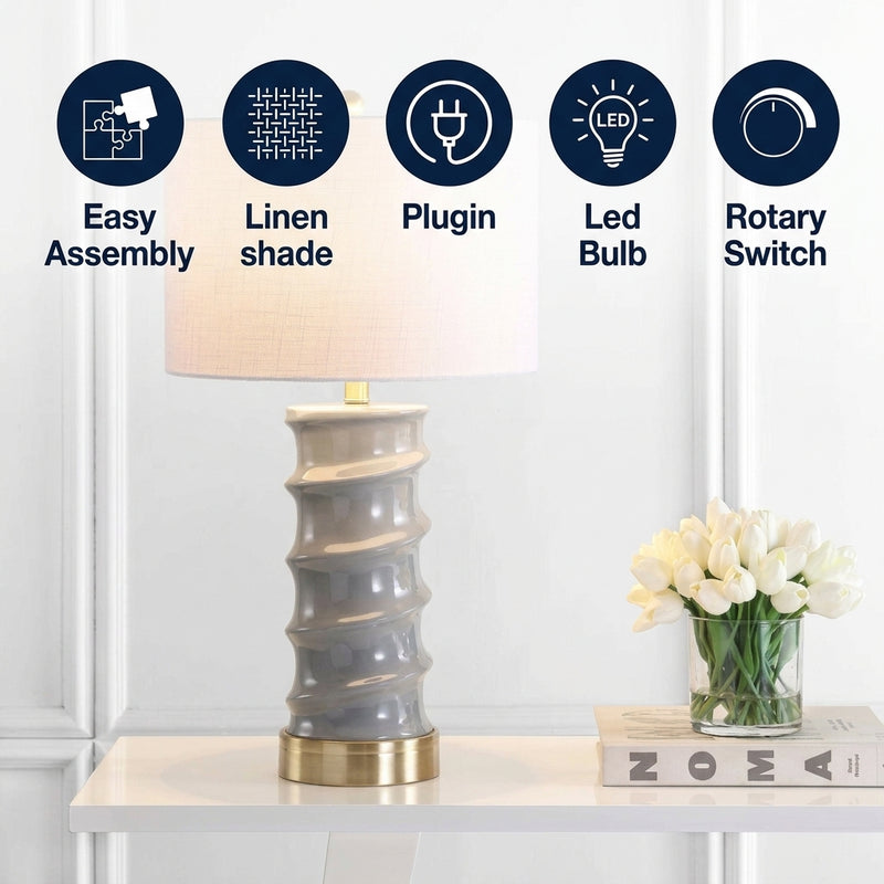 Taipei 28" Ceramic LED Table Lamp Dark Grey/Gold – ICONS