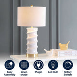 Taipei 28" Ceramic LED Table Lamp White/Gold – ICONS