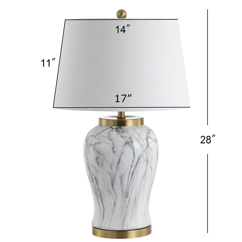 Prague 28" Ceramic Marble LED Table Lamp - JONATHAN Y