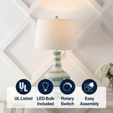 Tucker 30.5" Striped Ceramic/Metal LED Table Lamp Green/White – ICONS