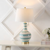 Tucker 30.5" Striped Ceramic/Metal LED Table Lamp - JONATHAN Y