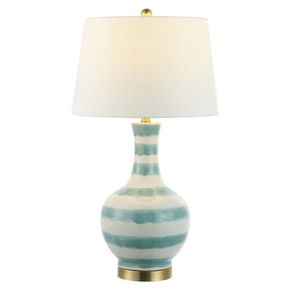 Tucker 30.5" Striped Ceramic/Metal LED Table Lamp - JONATHAN Y