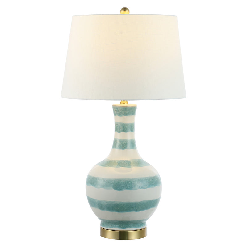 Tucker 30.5" Striped Ceramic/Metal LED Table Lamp - JONATHAN Y