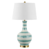 Tucker 30.5" Striped Ceramic/Metal LED Table Lamp - JONATHAN Y