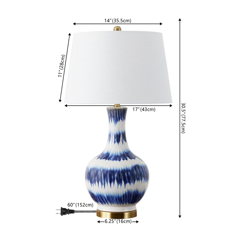 Tucker 30.5" Striped Ceramic/Metal LED Table Lamp - JONATHAN Y