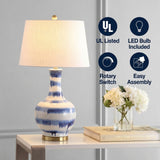Tucker 30.5" Striped Ceramic/Metal LED Table Lamp Blue/White – ICONS