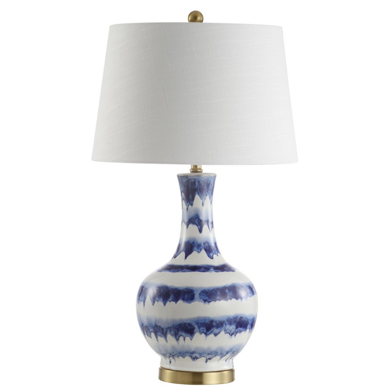 Tucker 30.5" Striped Ceramic/Metal LED Table Lamp - JONATHAN Y