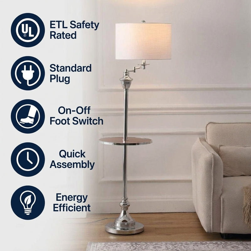 Cora 60" Metal/Glass LED Side and Floor Lamp Oil Rubbed Bronze/Clear – ICONS