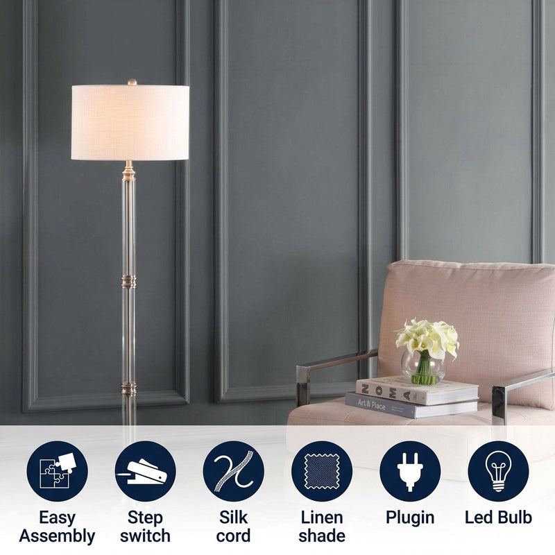 Ralph 60" Metal/Glass Floor Lamp Polished Nickel/Clear – ICONS