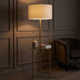 Charles 59" Metal/Glass LED Side Table and Floor Lamp Brass Gold – AI-ON