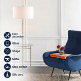 Charles 59" Metal/Glass LED Side Table and Floor Lamp Brass Gold – ICONS
