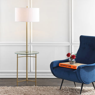 Charles 59" Metal/Glass LED Side Table and Floor Lamp