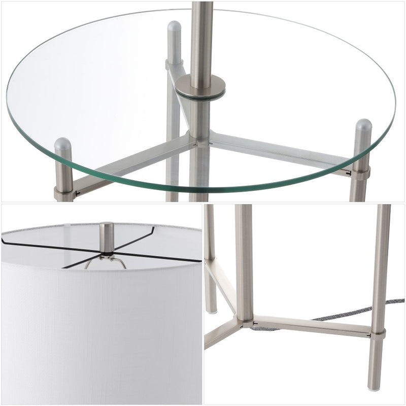 Charles 59" Metal/Glass LED Side Table and Floor Lamp