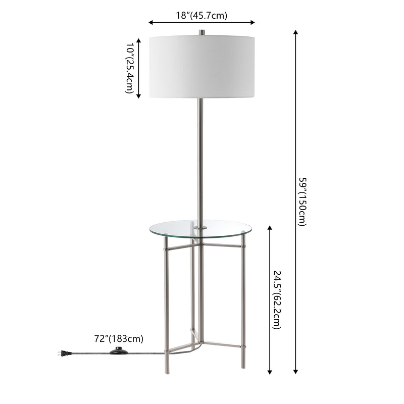 Charles 59" Metal/Glass LED Side Table and Floor Lamp