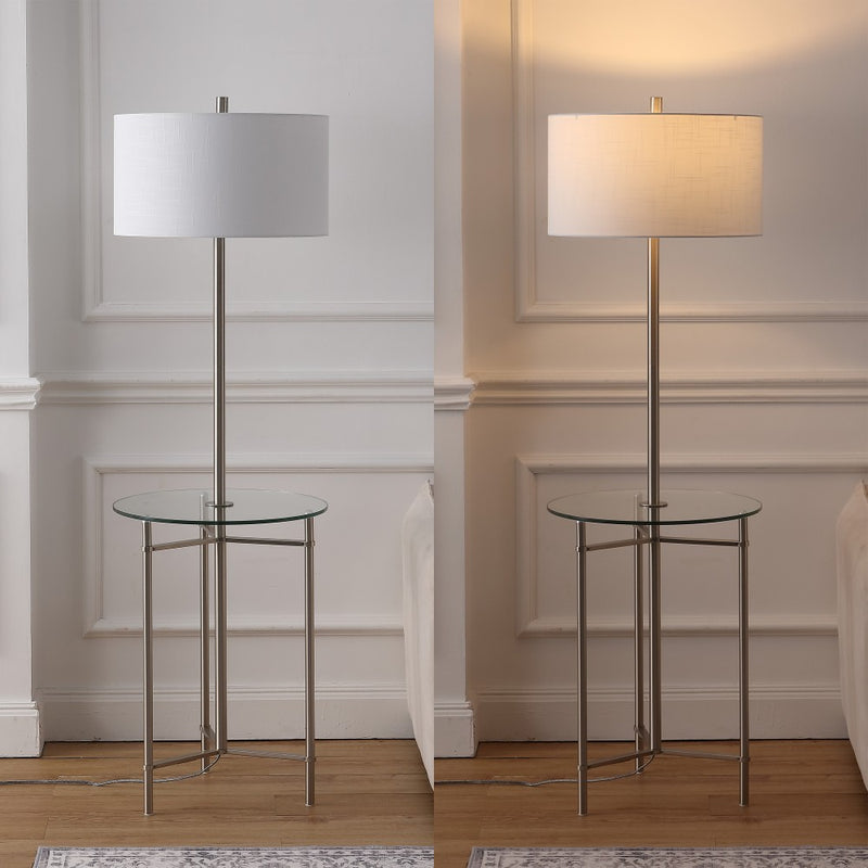 Charles 59" Metal/Glass LED Side Table and Floor Lamp