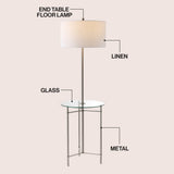 Charles 59" Metal/Glass LED Side Table and Floor Lamp