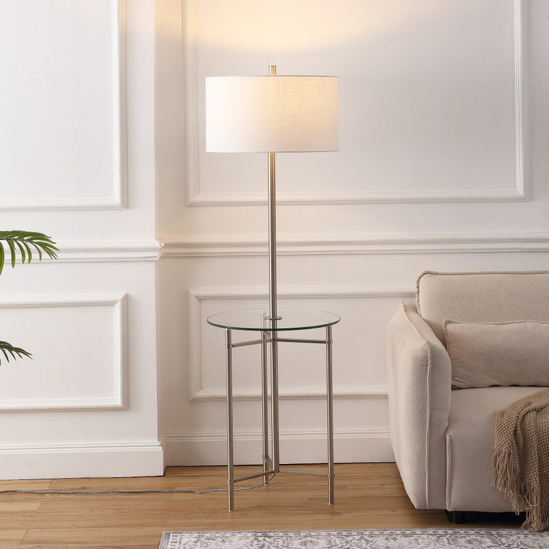 Charles 59" Metal/Glass LED Side Table and Floor Lamp