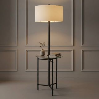 Charles 59" Metal/Glass LED Side Table and Floor Lamp Black – AI-ON
