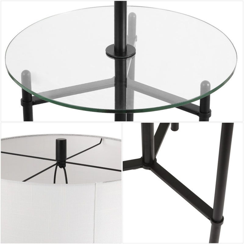 Charles 59" Metal/Glass LED Side Table and Floor Lamp