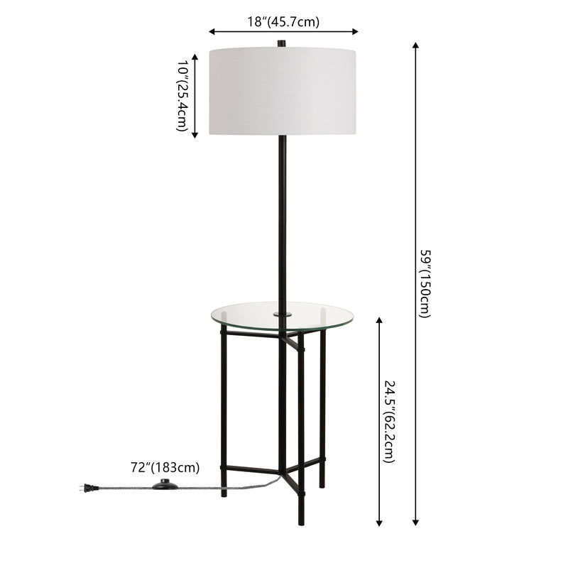 Charles 59" Metal/Glass LED Side Table and Floor Lamp