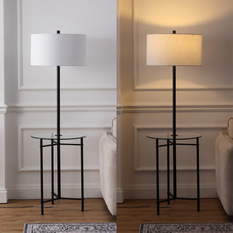 Charles 59" Metal/Glass LED Side Table and Floor Lamp