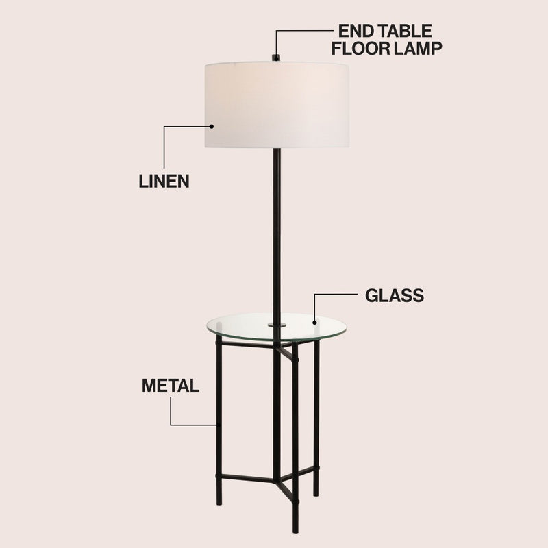 Charles 59" Metal/Glass LED Side Table and Floor Lamp