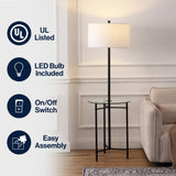 Charles 59" Metal/Glass LED Side Table and Floor Lamp