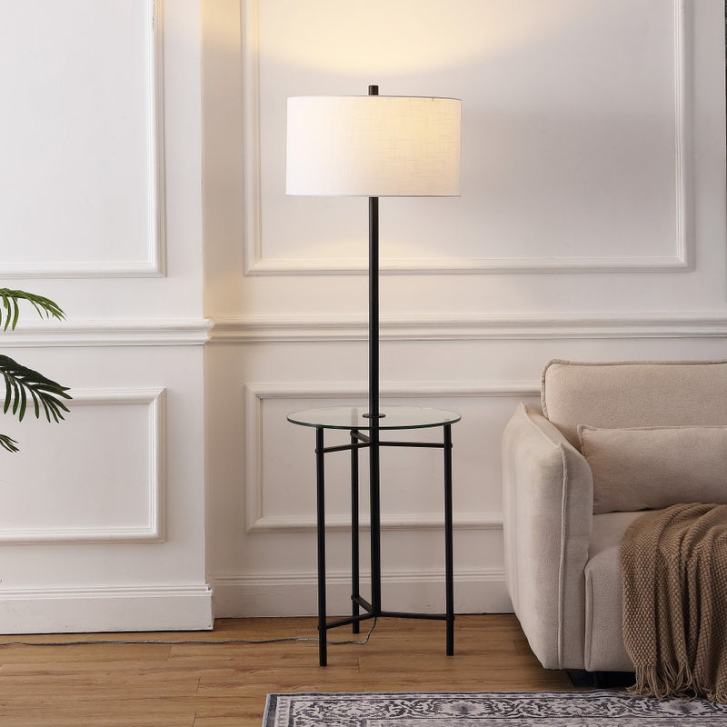 Charles 59" Metal/Glass LED Side Table and Floor Lamp