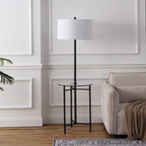 Charles 59" Metal/Glass LED Side Table and Floor Lamp