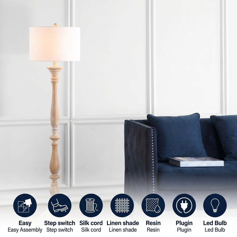 Trisha 61.5" Resin Spindle LED Floor Lamp Light Brown – ICONS